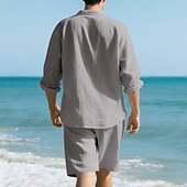 abordables Ensembles t-shirts-Homme Ensembles T-shirt Tenues 2 pièces Ensemble Short manche longue Revers Été Uni Mode Occasionnel 2 pièces Vacances Tenue quotidienne Sortir Noir Blanche Kaki T-shirt haut de gamme pour homme