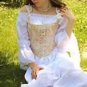levne korzety-Retro Středověké Renesanční Korzet Kamizelka Prsatější 13 Kosti Květinový Žakár Maškarní kostým Dámské Keltské Fantazie Královský předvečer Všech svatých Karneval Párty Běžné / Denní LARP Dospělé