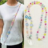 economico Altre cover per cellulari-Nuova varietà di custodie per telefono con fiori colorati, con catena a croce diagonale, perline in acrilico, tracolla singola, corda per appendere il telefono, ciondolo di perle per donna