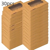 お買い得  キッチン用品＆小物-30個の透明紙製ベーカリーボックス、クッキー、ケーキ、キャンディー用の小さなスナック容器。結婚式、誕生日、クリスマス、感謝祭、バレンタインデー、母の日、オクトーバーフェストに最適です。