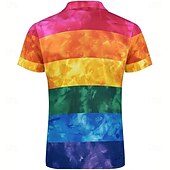 cheap Men's Printed Polo-Pride Month Men's Rainbow Golf Shirt Short Sleeves Polo Shirts Polo Collar Casual Festival Zipper 3D Print Summer Rainbow