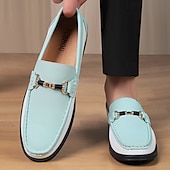 cheap Men&#039;s Slip-ons &amp; Loafers-Men&#039;s Green and White Faux Leather Moccasin Loafers Fashion Slip-On Driving Shoes for Casual Wear and Spring Outfits