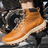 tanie Buty trekingowe-brązowe buty motocyklowe dla mężczyzn z podparciem kostki i wytrzymałą podeszwą, wytrzymały design na zewnątrz dla motocyklistów, na weekendowe wycieczki i eksplorację miejską