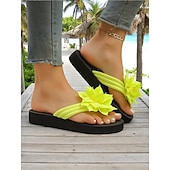 olcso Nyári szandálok-női bézs virágmintás flip-flop papucs párnázott talppal, hétköznapi strandszandál nyári vakációhoz és medence melletti kikapcsolódáshoz