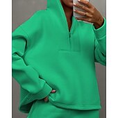 Χαμηλού Κόστους Αθλητικά κοστούμια-Γυναικεία Φόρμα Αθλητικές Φόρμες Φούτερ με πουλόβερ Τσέπη με φερμουάρ Μονόχρωμο Ρούχα σύνολα Φθινόπωρο Μαύρο Κίτρινο Σπαντέξ Προπόνηση Ένδυση γυμναστικής και άθλησης Τρέξιμο