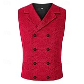 abordables Chalecos-Hombre Chaleco Vacaciones Fiesta Negocio Moda Casual Primavera Otoño Botones Poliéster Cómodo Color sólido Botonadura Doble Diseño Ajuste regular Negro Blanco Rojo Chaleco
