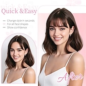 preiswerte Stirn-Pony-Haarteil mit Clip-in-Pony, 360°-3D-Cover, Haarteile für Frauen mit dünner werdendem Haar, Upgrade-Haarteil mit Pony-Clip, 10 Zoll glatte Haarteile für Frauen