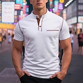 economico Maglietta casual Henley-Per uomo Maglietta Maglia Henley Camicia a Maniche Corte Manica Corta Henley Estate Blocco di colori Moda Designer Essenziale Patchwork Tasca Vacanza Streetwear Uscire Vinaccia Nero Bianco Maglietta