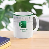 tanie Kubki i filiżanki-kubek excel, zabawny ceramiczny kubek do kawy do biura 330 ml/12 uncji, prezent dla białych kołnierzyków w stylu arkusza kalkulacyjnego dla współpracownika, analityka, księgowego, szefa, dekoracja