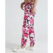 preiswerte Sweatpants-Herren Sporthose Jogginghose Hose Tasche Kordelzug Elastischer Bund Tarnung Komfort Sport im Freien Täglich Mode Lässig Rosa Rote Mikroelastisch