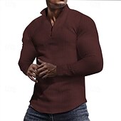 economico Felpe di base-Per uomo Felpa a nido d&#039;ape Felpa con cappuccio e zip Felpa con zip Rosso bordeaux Nero Bianco Verde militare Cachi Colletto Mao Semplice Con zip Zip a un quarto Testurizzato Sport &amp; Outdoor Casuale
