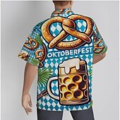 preiswerte Hemden-Oktoberfest Bier Brezel Hawaiihemden Aloha-Hemd Bayerisch München Deutsch Grafik Für Herren Erwachsene Karneval Oktoberfestbier 3D-Druck Urlaub Party