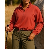 abordables Chaquetas impermeables-Mujer Sudadera tipo jersey Chaqueta para senderismo Chaqueta deportiva Al aire libre Elástico Trajes de senderismo Ropa de senderismo Otoño Sudadera Algodón Tenis Golf Corriendo Color sólido Violeta