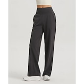 preiswerte Yogahosen &amp; Pumphosen-Damen Fitnesshose Pilates-Hosen Yogahose Mit Taschen Leicht Hohe Taille Fitnessstudio Pilates Zumba Unterteile Einfarbig Schwarz Weiß Dunkelmarine Herbst Sport Sportkleidung Mikroelastisch Lässiger