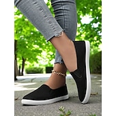cheap Women&#039;s Sneakers-Women&#039;s Canvas Slip-On Sneakers – Lightweight Minimalist Flats for Daily Errands, Park Walks and Weekend Brunch Outings