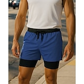 baratos Calções de corrida-Homens Shorts de Corrida shorts com meia-calça Cintura elástica Calção Desportos e Ar livre Casual Algodão Secagem Rápida Leve Respirável Tênis Cooper Corrida Normal Roupa de esporte Roupas Esportivas