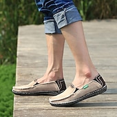 economico Slip-ons e mocassini da uomo-Mocassini da uomo in denim blu con bordo sfrangiato, scarpe casual leggere slip-on per le uscite del fine settimana, le passeggiate estive e il comfort quotidiano