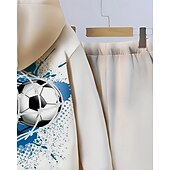 billiga Pojkens 3D Sporter &amp; Spel-Pojkar 3D Fotboll Huvtröja &amp; träningsbyxor Set Sportdräkt Träningsoveraller Långärmad Vår Höst Dagligen Grundläggande Ledigt Barn 4-12 år Huva Utomhus Semester Sport Skräddarsydd passform
