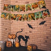 tanie Halloween-halloween podnoszenie flagi retro baner frak kwiat ustawienie dekoracji rekwizyty artykuły imprezowe