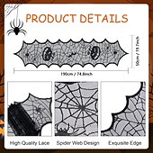 cheap Halloween Kithen-Crawling Spider Halloween Lace Table Runner and Mantle Scarf, Seasonal Halloween Decorations Table Runner