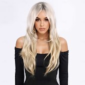 levne Syntetické trendy paruky-Syntetické paruky Bouncy Curl Rovné, bláznivé Vrstvený střih S ofinou na stroji Paruka 24&quot; A1 Umělé vlasy Dámské Klasické tlusté Pohodlné Blonďatá