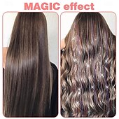 baratos Clip nas extensões-Kit de enfeites de cabelo, pacote com 18 peças de prendedores de cabelo com glitter de 19,6 polegadas, extensões de cabelo com prendedores resistentes ao calor, enfeites de cabelo com brilho de fada,