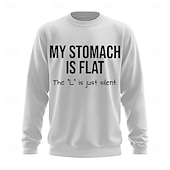 billige Morsomme hettegensere-Herre Tekst Morsom Slang Genser Mote Daglig Langermet Crew-hals Svart Hvit Crewneck 3D Alle årstider Designer