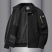 preiswerte Cargo-Jacken-100% Baumwolle Herren Bomberjacke Taktische Jacke Motorradjacke Outdoor Casual Weich Mehrere Taschen Frühling &amp;Herbst Uni Nationalflagge lässig bequem Stehkragen schwarz weiß khaki grün