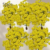 お買い得  人工植物と花-5束の人工カスミソウブーケ、フェイクプラスチックウェディングフラワー、ソフトタッチホームテーブルデコレーションフラワーアレンジメント、マルチカラー