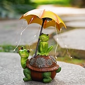 abordables Luces de paisaje-1 lámpara decorativa de resina con forma de tortuga solar impermeable para exteriores, con forma de rana y paraguas, para patio, jardín, parque, césped, sendero, luces de observación paisajísticas.