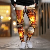 cheap Men&#039;s Printed Sweatpants-Men&#039;s Oktoberfest Beer Sweatpants Joggers Workout Pants Drawstring Elastic Waist Casual Outdoor Holiday Athletic Sweatpants with Pockets Spring Fall Winter 3D Print Yellow Orange