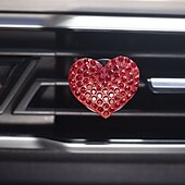 cheap Car Pendants &amp; Ornaments-Car Vent Clip Bling Crystal Heart Shape Charm Universal Car Air Conditioner Decorations