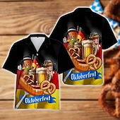 tanie Shirts-Hawaiian Shirts Aloha Shirt Bavarian Munich German Alpine Graphic for Men's Adults' 3D Print  for Carnival Oktoberfest Beer Beach Vacation Party
