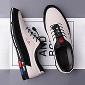 cheap Casual-Men&#039;s Premium White and Black Faux Leather Lace-Up Sneakers with Vibrant Color Accents for Sports and Leisure