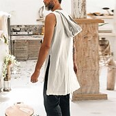 preiswerte Fitness Tank-Tops-Herren Tank Top Weste Unterhemd Ärmelloses Shirt Ärmellos Mit Kapuze Sommer Einfach Mode Designer Basic Knöpfe Urlaub Straße Ausgehen Schwarz Beige Top T-Shirt für Herren
