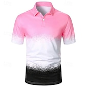 halpa Miesten geometrinen poolo-Miesten Kuvitettu Havaijilaiset poolopaidat Golfpaita Lyhythihainen Poolopaidat Kauluspaidat Vapaa-aika Ranta-asut Lomavaatteet Trooppiset vaatteet Juhla-asut Napit 3D-tulostus Keltainen Punastuvan