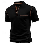 economico Maglietta casual Henley-Per uomo Maglietta Maglia Henley Camicia a Maniche Corte Manica Corta Henley Estate Blocco di colori Moda Designer Essenziale Patchwork Tasca Vacanza Streetwear Uscire Vinaccia Nero Bianco Maglietta