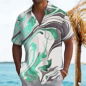 voordelige Geometrisch patroon-Voor heren Geometrisch Abstract Marmer Overhemd Zomer overhemd Overhemd met knopen Korte mouw Mode-casual Buiten Vakantie Dagelijks gebruik Zomer Lente Strijkijzer 3D-afdrukken shirts met kraag