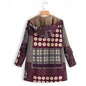 abordables vestes en sherpa-Femmes Veste en Polaire Manteau Veste à Capuche Chaud Confortable Fermeture éclair Avec Poches Mode Moderne Occasionnel Géométrique Sortir Week-end Fermeture éclair Régulier À capuche Coupe régulière