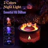 cheap Bedside Lamp-Volcanic Flame Aroma Diffuser with LED Night Light - Portable Essential Oil Humidifier Auto Shut-Off 2 Color Modes Ideal for Home &amp; Office