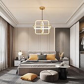 cheap Pendant Lights-Square LED Pendant Lamp Restaurant Office 350° Rotation Pendant Light Modern Minimalist 40 Watt Industrial Style Hanging Lamps Gold for Restaurant Bar Kitchen Dining Room Atmosphere