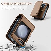 Недорогие Чехлы для Samsung-телефон Кейс для Назначение SSamsung Galaxy Z Flip 5 Откидная крышка Откидная подножка Защита от удара ТПУ Кожа PU