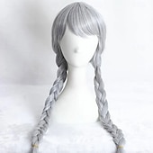 cheap Movie Character Wigs-Synthetic Wig Judy Zootopia Straight With Bangs Machine Made Wig Long Silver grey Synthetic Hair Women Cosplay Fashion Easy to Carry Gray