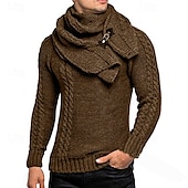 preiswerte Herrenpullover-Herren Pullover Gerippt Zopfmuster Stricken Normale Oberteile Gestrickt Schmale Passform Einfach Rundhalsausschnitt Strickware Moderne zeitgenössische Lässig Alltagskleidung Bekleidung Herbst Winter