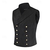 preiswerte Men&#039;s Vest-Herren Weste aus Wildlederimitat Weste Gilet Urlaub Party Geschäft Vintage Frühling Herbst Tasche Knöpfe Polyester Bequem Einfarbig Doppelreihig Revers Normale Passform Schwarz Leicht Braun Blau