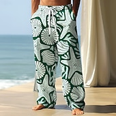 billiga Casual byxor med tryck för män-Herr Sjöstjärna marint liv Långbyxor Säckiga byxor Casual byxor Medium Midja Hawaiisk Semester Helgdag Standkläder Snörning Elastisk midja Brett skaft Sommar Vår 3D-tryck Svart Mörkröd Marinblå