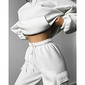 abordables Chándales-Mujer Tracksuit Pantalones Deportivo Pantalones de chándal Encaje Bolsillo Color sólido Trajes de Yoga Otoño Magenta Negro Gimnasio Ropa Deportiva Corriendo Mantiene abrigado Resistente al Viento