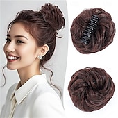 cheap Chignons-Messy Bun Hair Piece Wavy Claw Clip Messy Bun Hair Clip Synthetic Fake Buns Hairs Extensions Soft hairs buns Hairpieces for Women Daily Wear