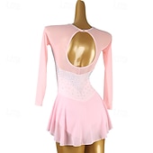 cheap Figure Skating Dresses-Figure Skating Dress Women&#039;s Girls&#039; Ice Skating Dress Violet Black White Open Back Mesh Spandex High Elasticity Training Competition Skating Wear Classic Crystal / Rhinestone Long Sleeve Ice Skating