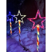 economico Luci paesaggistiche-1 Pacco Luci Solari da Giardino Patriottiche 6 LED Impermeabili Rosso Bianco Blu Luce a Stella a 5 Punte 4 Luglio Giorno dell'Indipendenza 250° Anniversario Giorno della Memoria per Festa Giardino